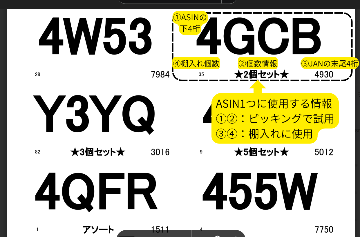 在庫管理用の棚札PDF